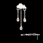Cloud Triple Floating CZ Dangle Threadless Earring / Nosering – Titanium