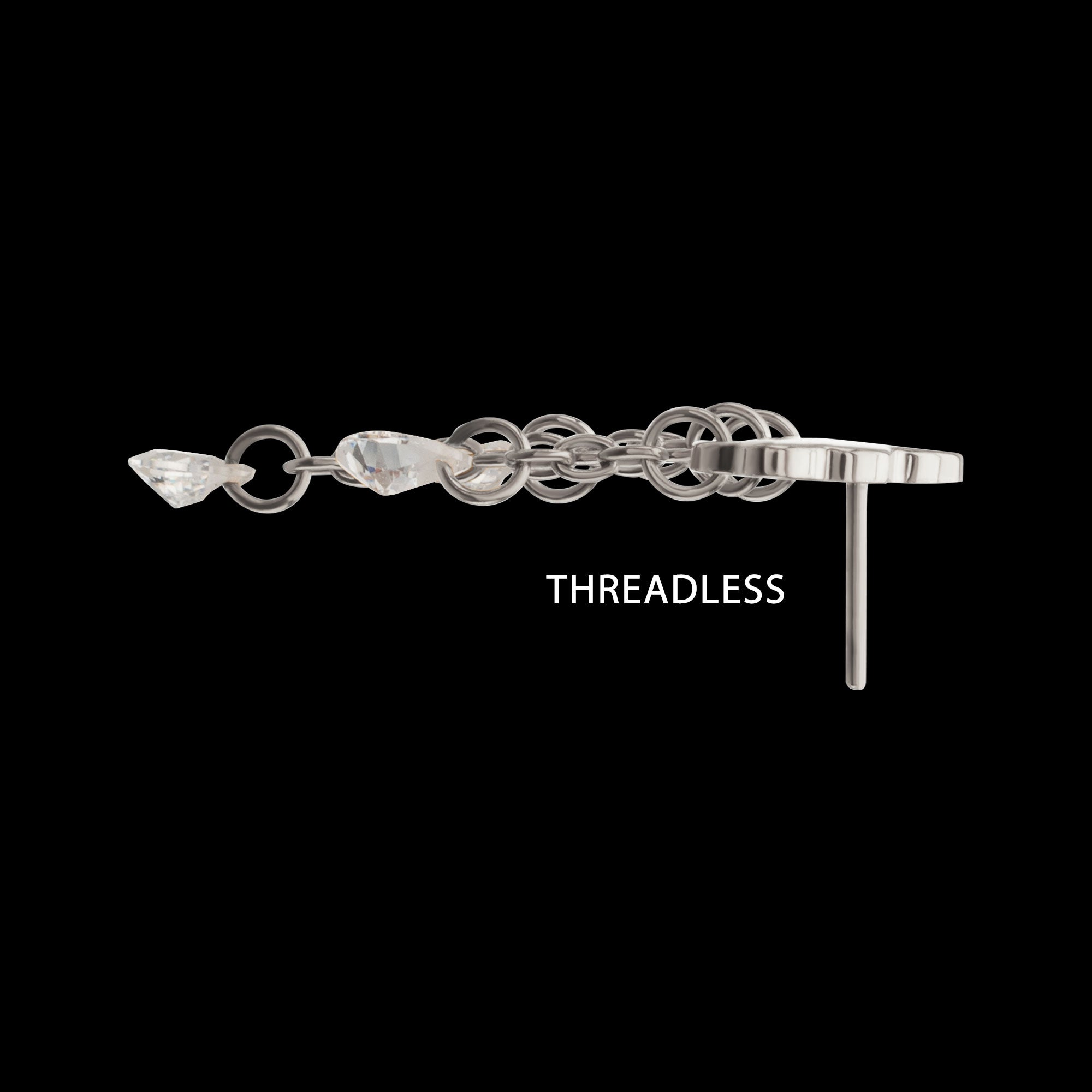 Cloud Triple Floating CZ Dangle Threadless Earring / Nosering – Titanium
