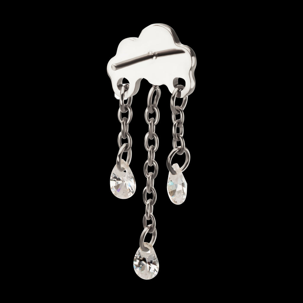 Cloud Triple Floating CZ Dangle Threadless Earring / Nosering – Titanium
