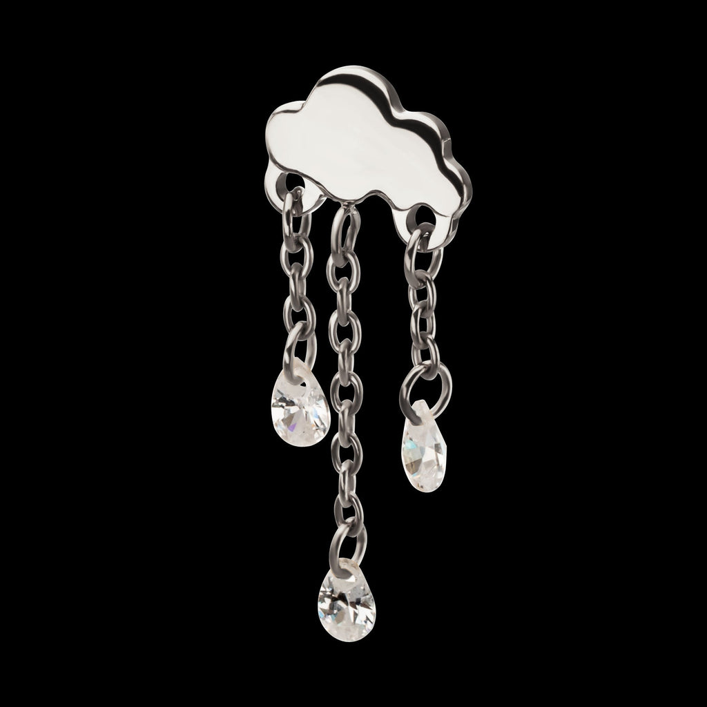 Cloud Triple Floating CZ Dangle Threadless Earring / Nosering – Titanium