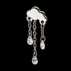 Cloud Triple Floating CZ Dangle Threadless Earring / Nosering – Titanium