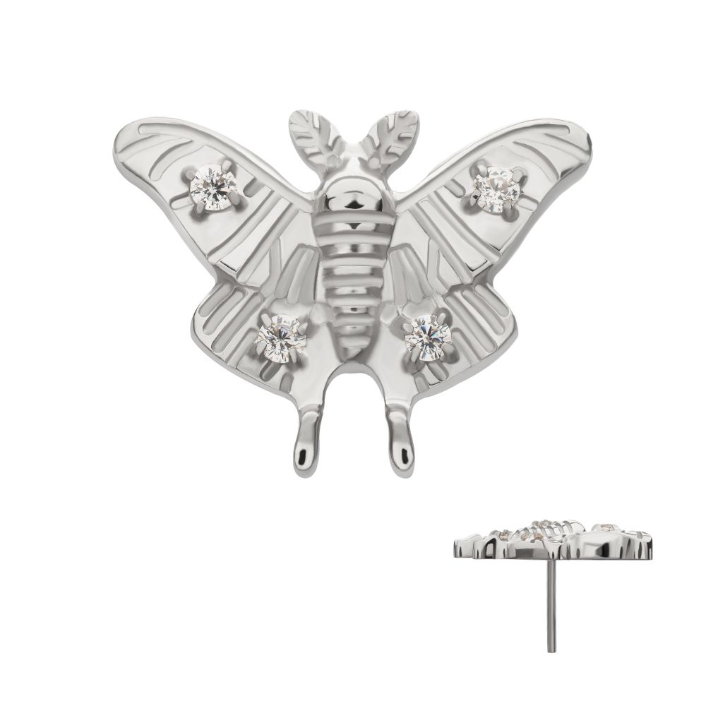 Luna Moth Threadless Earring / Nosering Top – Gem & Titanium