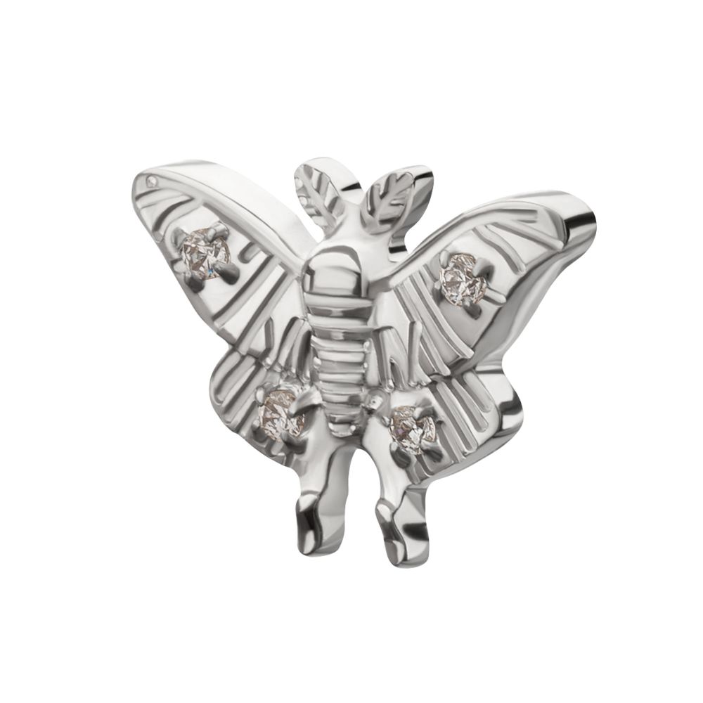Luna Moth Threadless Earring / Nosering Top – Gem & Titanium