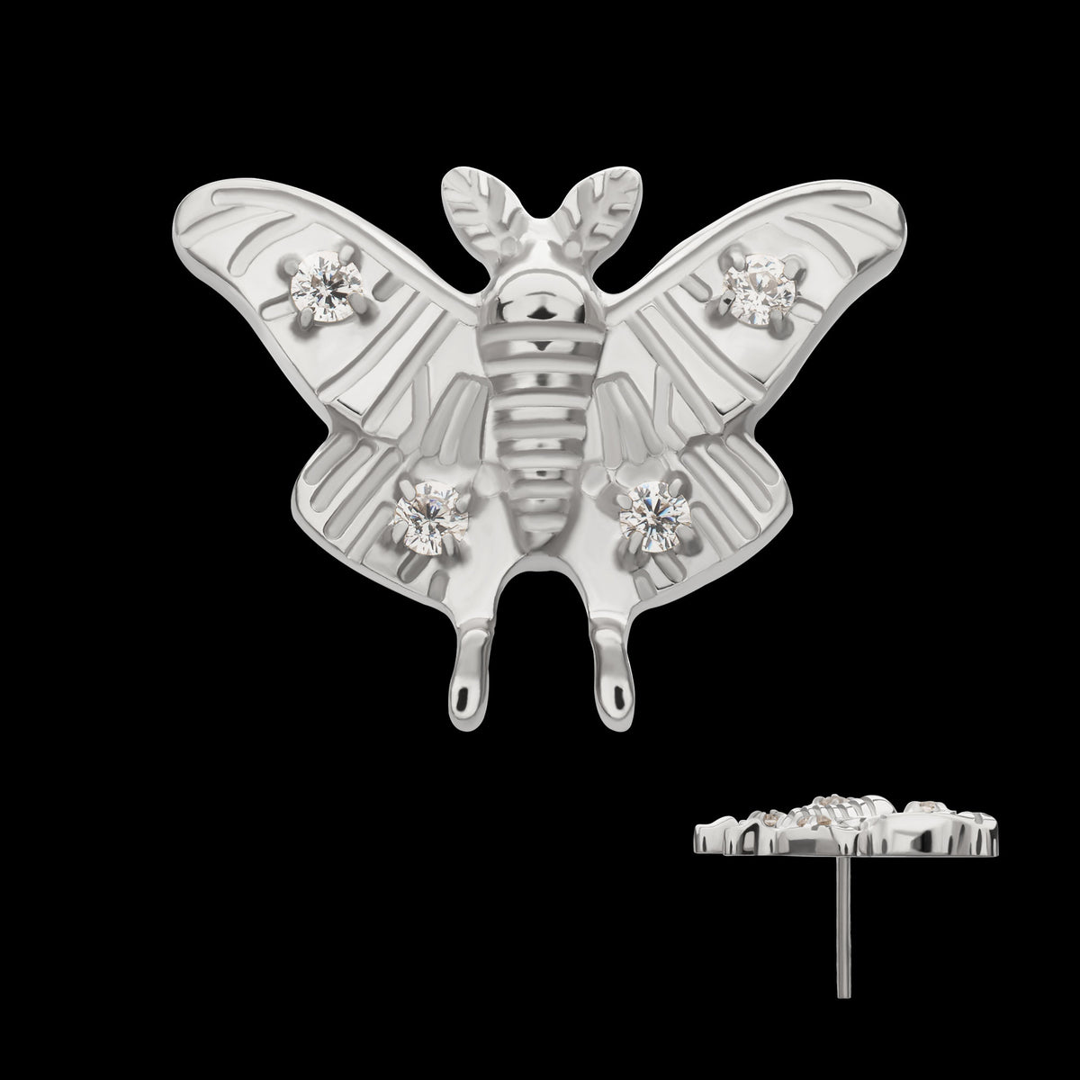 Luna Moth Threadless Earring / Nosering Top – Gem & Titanium