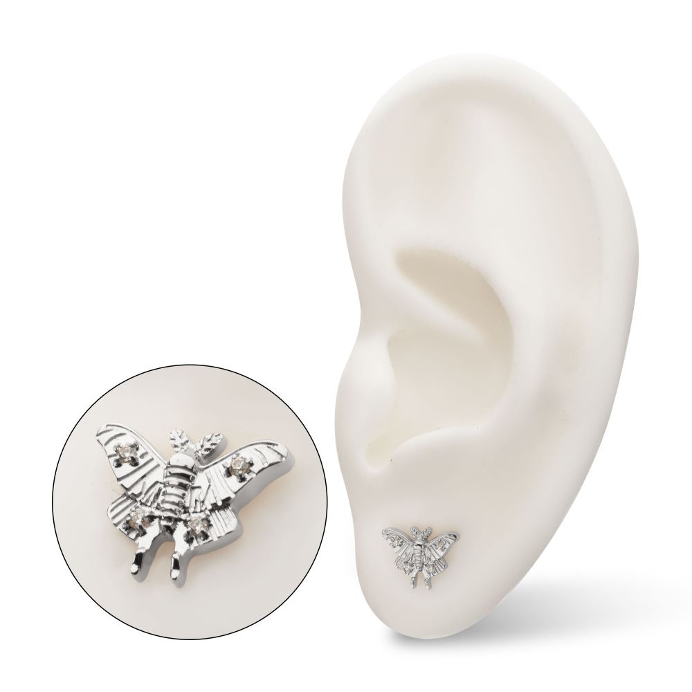 Luna Moth Threadless Earring / Nosering Top – Gem & Titanium