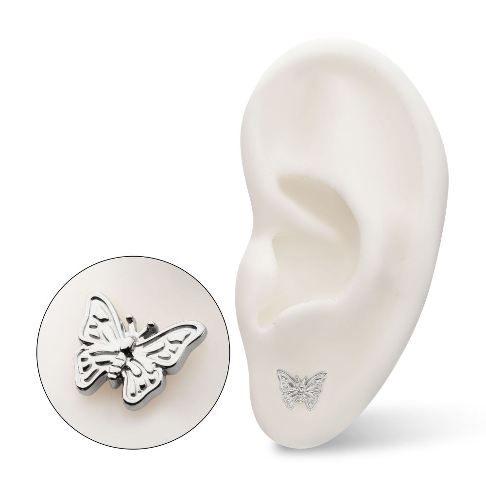 Butterfly Threadless Earring / Nosering – Titanium