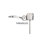 4-Prong-Set Gem with Leaf Dangle Threadless Earring / Nosering – Titanium