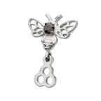 Prong-Set Black Gem Bee with Honeycomb Dangle Threadless Earring / Nosering – Titanium