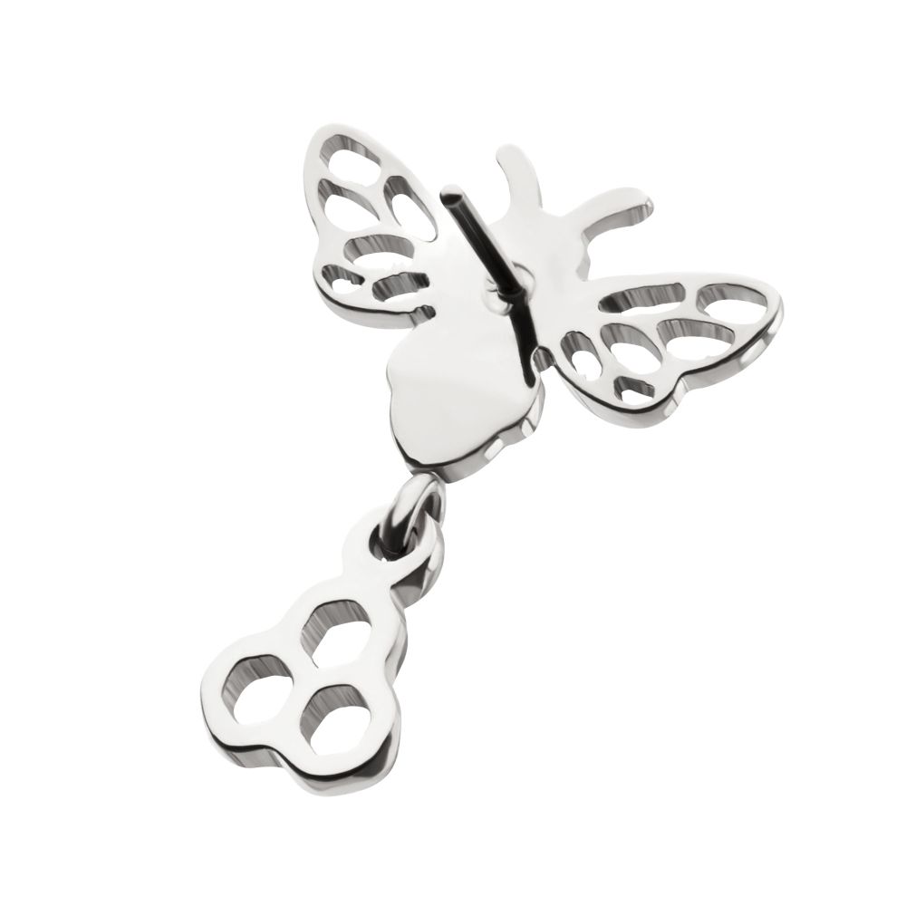 Prong-Set Black Gem Bee with Honeycomb Dangle Threadless Earring / Nosering – Titanium