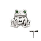 Prong-Set Emerald Green Gem Frog Threadless Earring / Nosering – Titanium