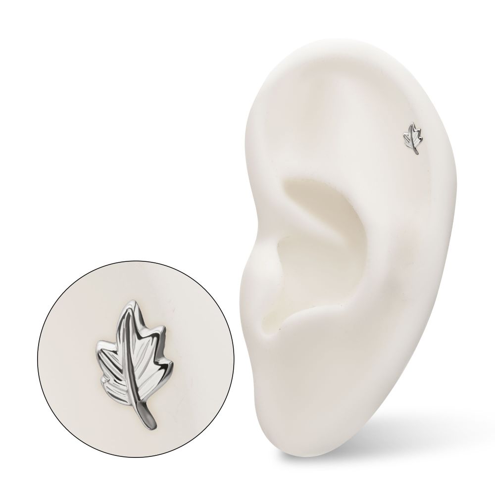 Leaf Threadless Earring / Nosering – Titanium
