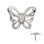 Marquise Gem Cut Out Flutter Butterfly Threadless Earring / Nosering Top – Titanium