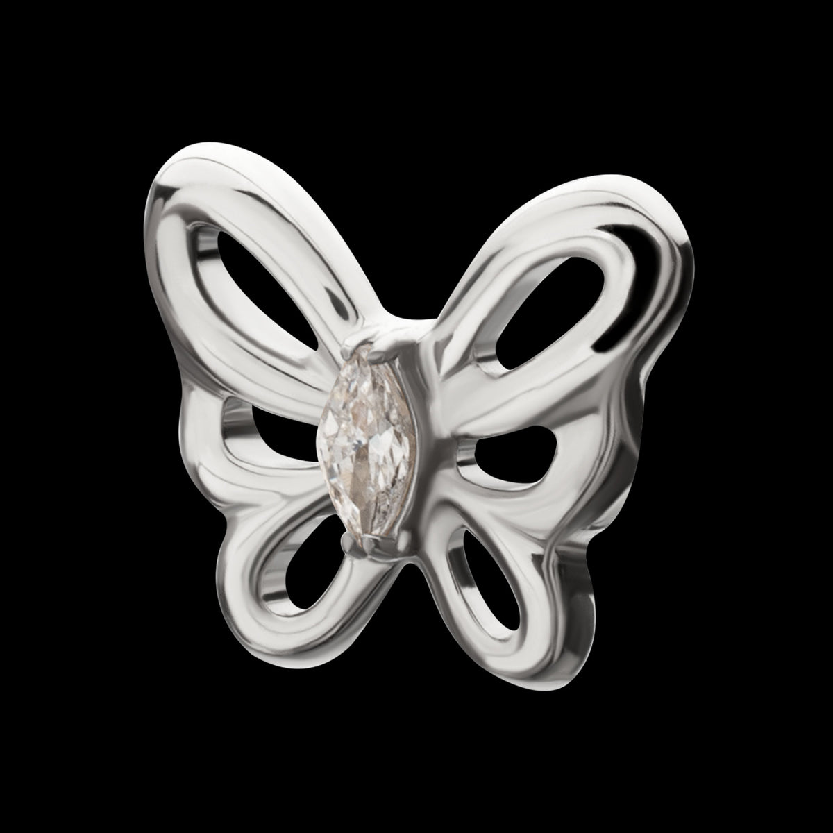 Marquise Gem Cut Out Flutter Butterfly Threadless Earring / Nosering Top – Titanium
