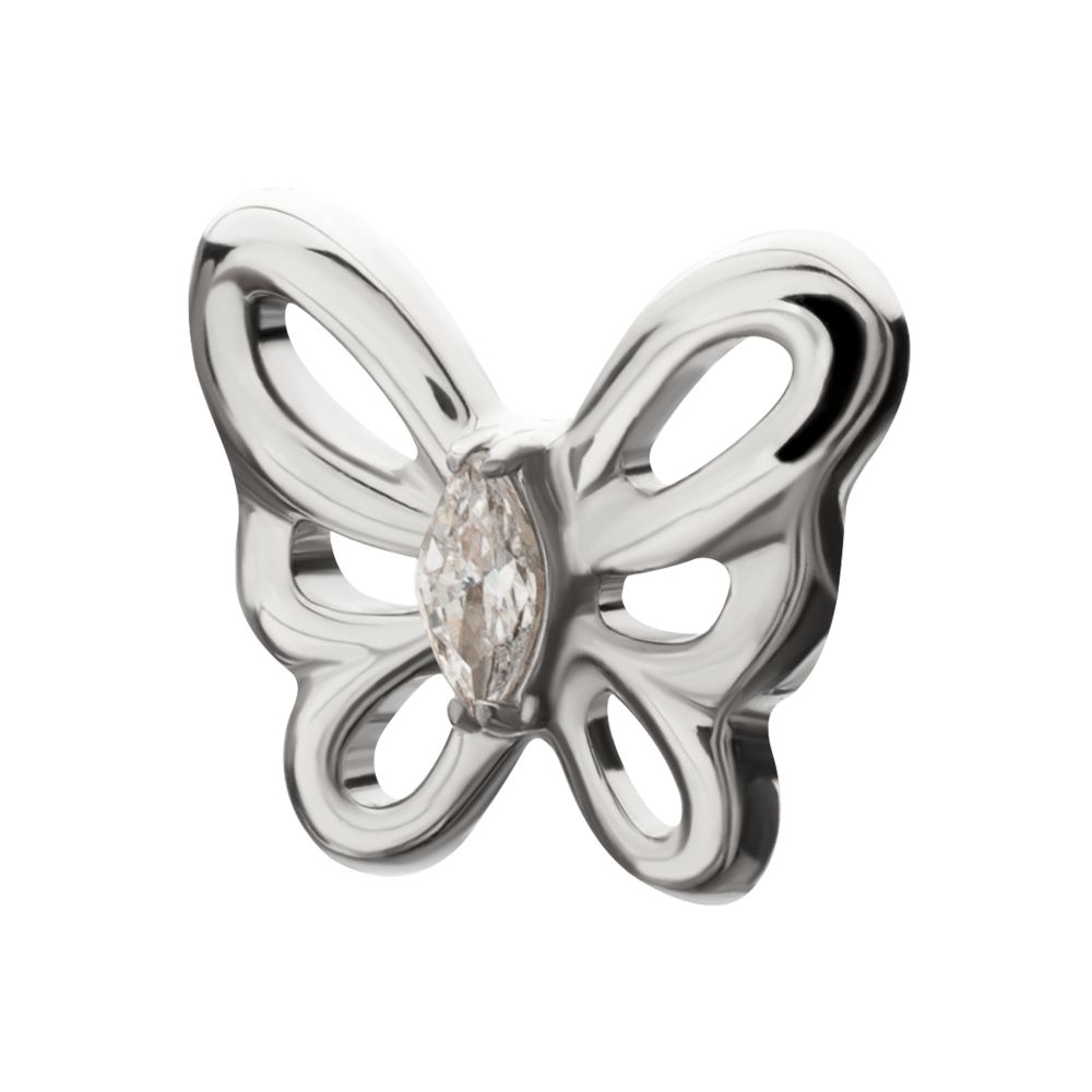 Marquise Gem Cut Out Flutter Butterfly Threadless Earring / Nosering Top – Titanium