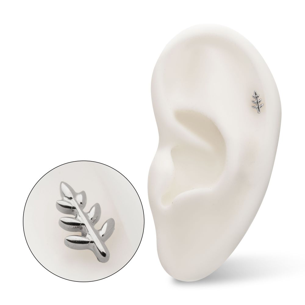 Fern Leaf Threadless Earring / Nosering – Titanium