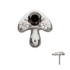 Prong-Set Triple Gem Mushroom Threadless Earring / Nosering – Titanium