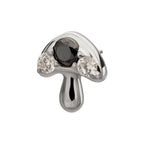 Prong-Set Triple Gem Mushroom Threadless Earring / Nosering – Titanium