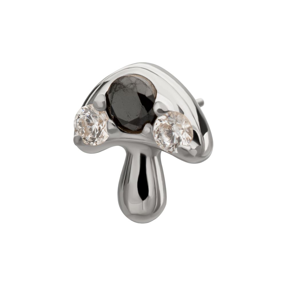 Prong-Set Triple Gem Mushroom Threadless Earring / Nosering – Titanium