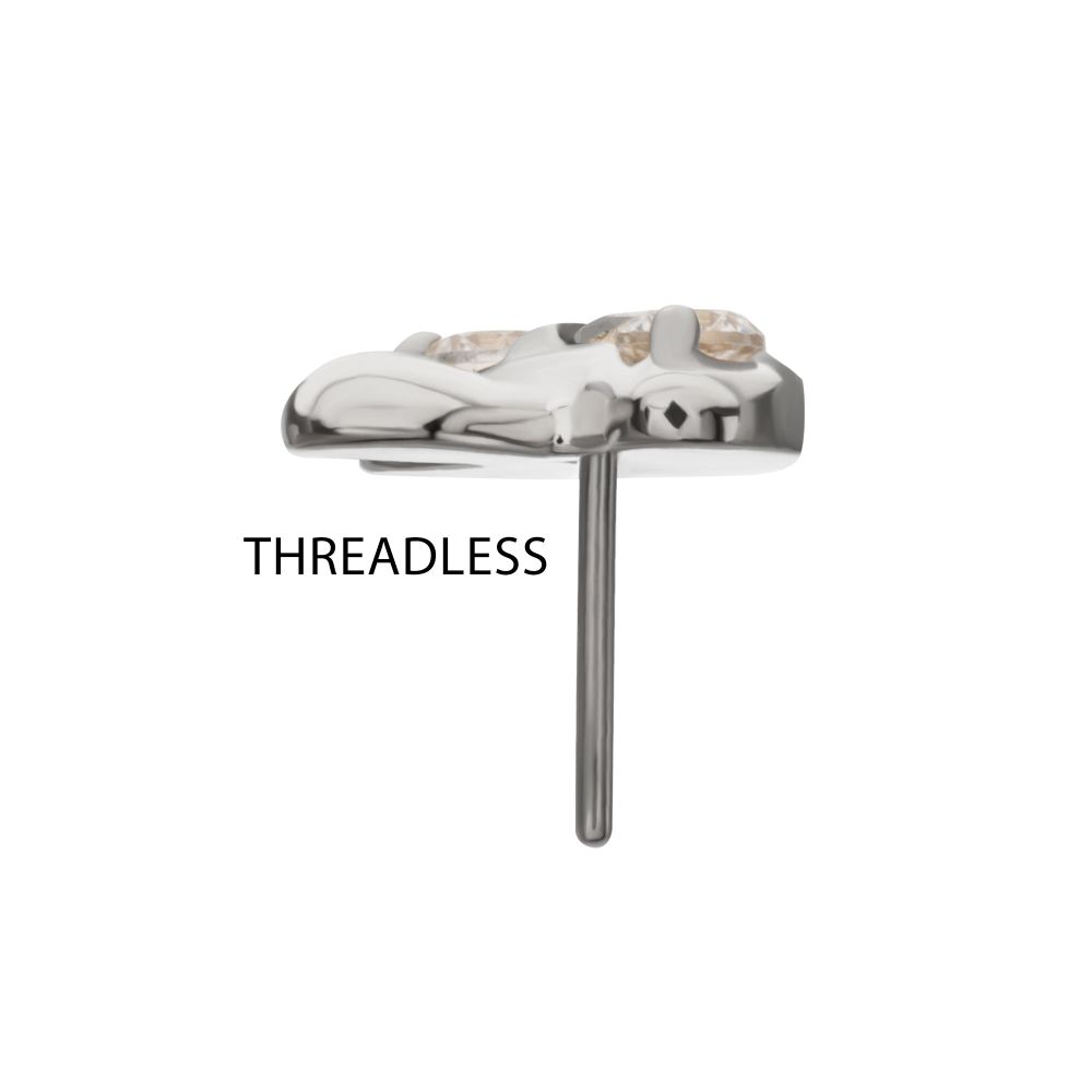 Prong-Set Triple Gem Mushroom Threadless Earring / Nosering – Titanium