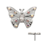 Prong-Set Gem Multi-Gem Butterfly Threadless Earring / Nosering – Titanium