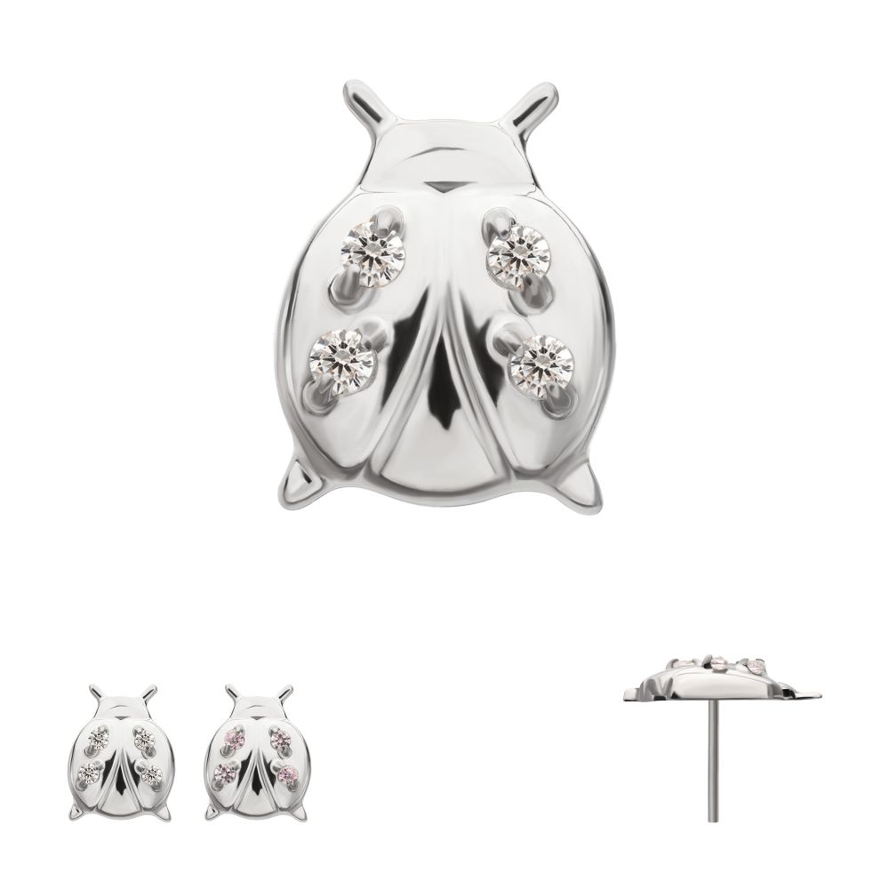 Lucky Ladybug Threadless Earring / Nosering Top – Gem & Titanium