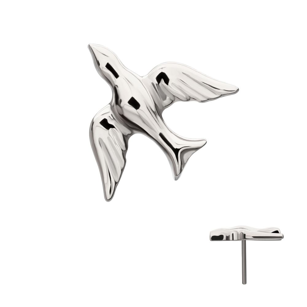 Flying Swallow Threadless Earring / Nosering – Titanium