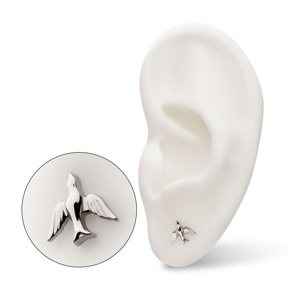 Flying Swallow Threadless Earring / Nosering – Titanium