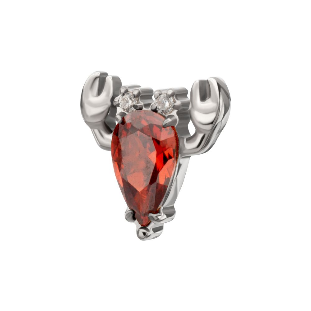 Prong-Set Gem Lobster Threadless Earring / Nosering – Titanium