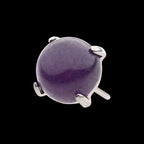 Prong Set Natural Amethyst Stone Flatback Stud Earring / Nosering - Titanium