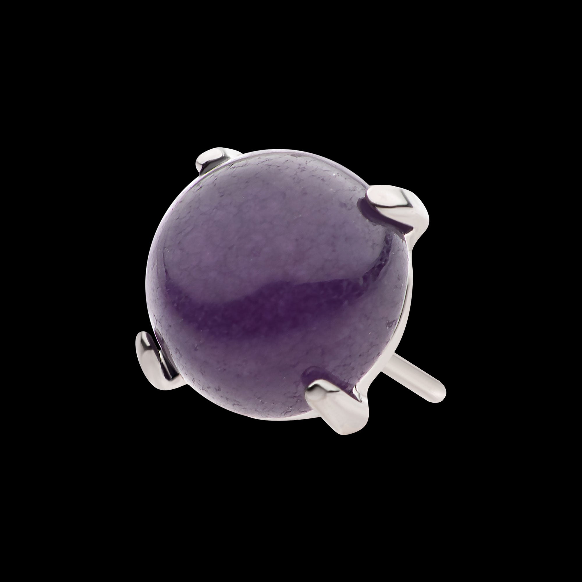 Prong Set Natural Amethyst Stone Flatback Stud Earring / Nosering - Titanium