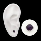 Prong Set Natural Amethyst Stone Flatback Stud Earring / Nosering - Titanium