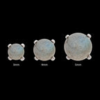 Prong Set Natural Labradorite Stone Flatback Stud Earring / Nosering - Titanium