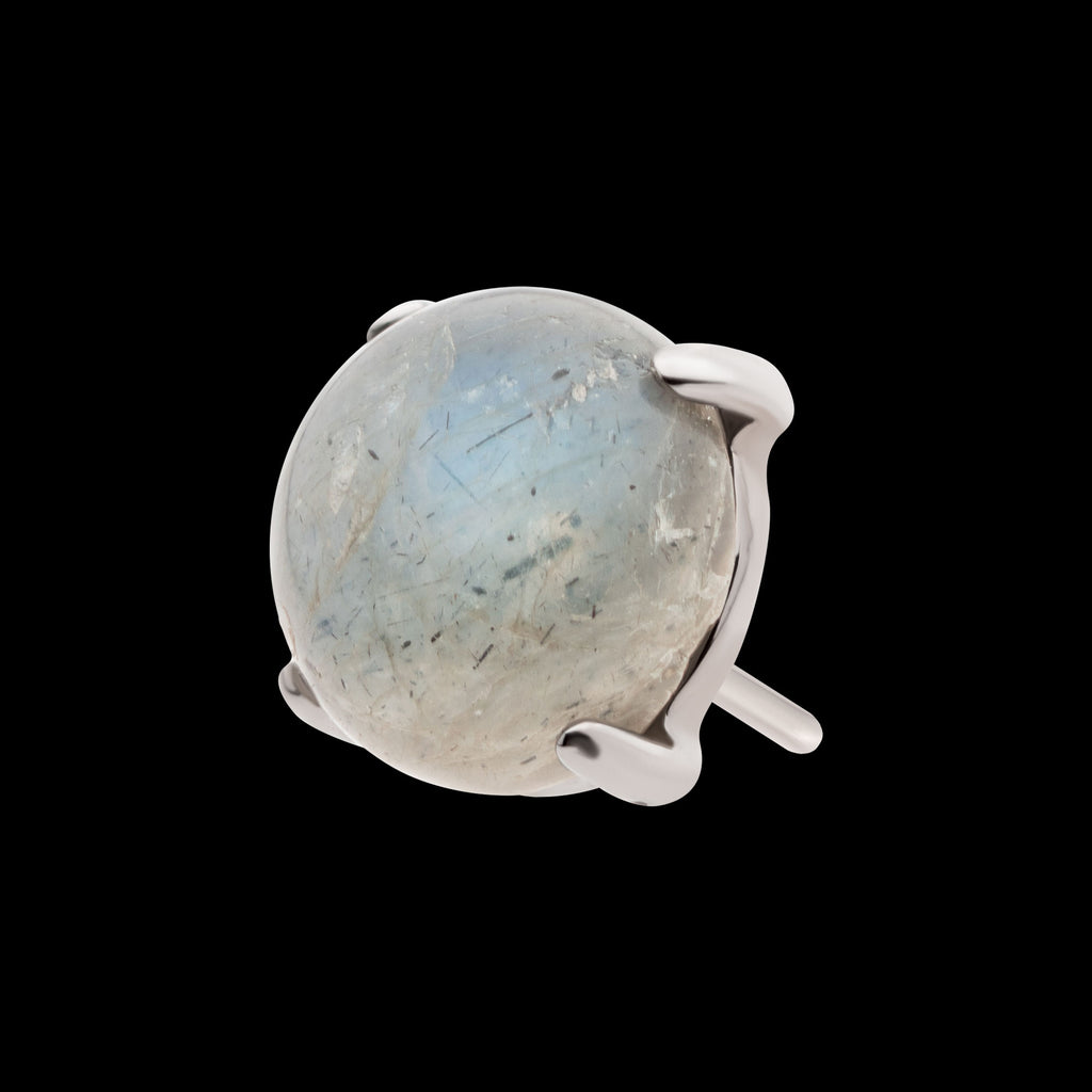 Prong Set Natural Labradorite Stone Flatback Stud Earring / Nosering - Titanium