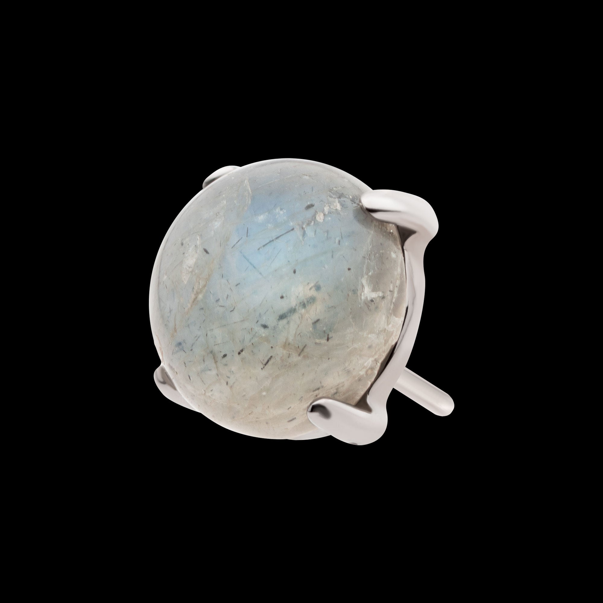 Prong Set Natural Labradorite Stone Flatback Stud Earring / Nosering - Titanium