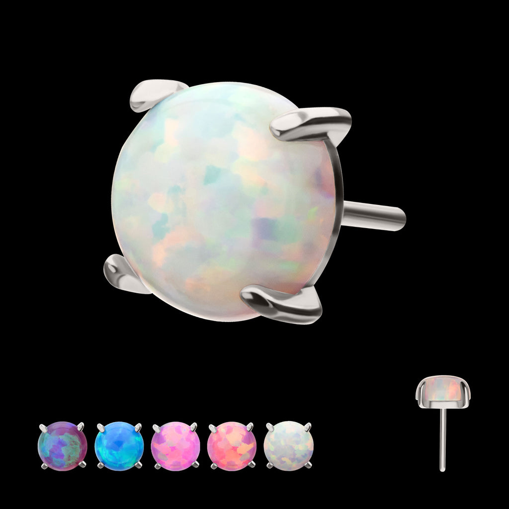 4-Prong Opal Flatback Stud Earring / Nosering - Opal in Titanium