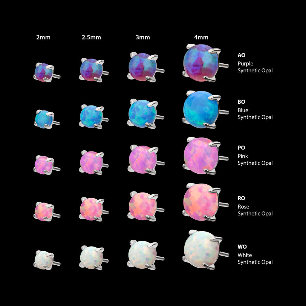 4-Prong Opal Flatback Stud Earring / Nosering - Opal in Titanium