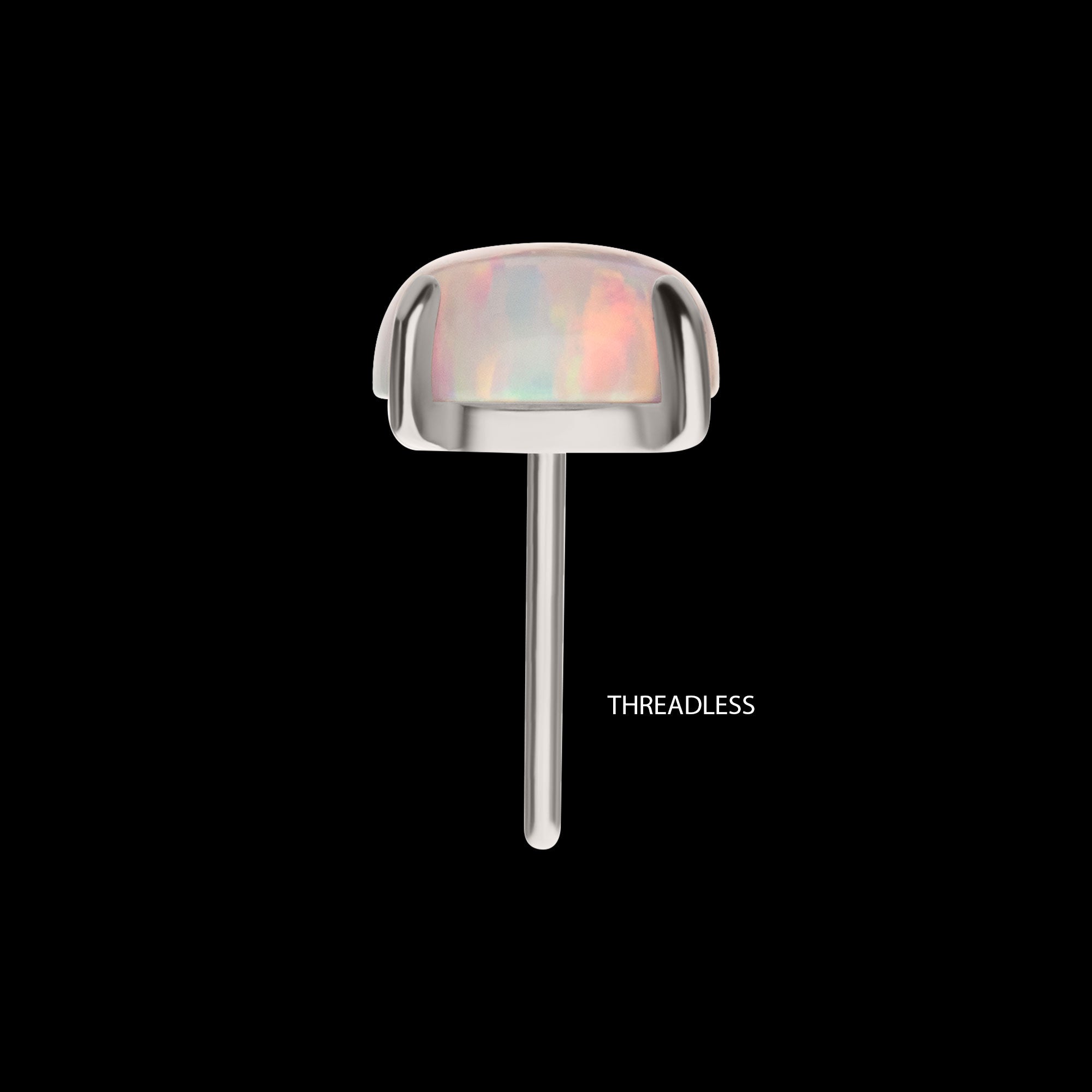 4-Prong Opal Flatback Stud Earring / Nosering - Opal in Titanium