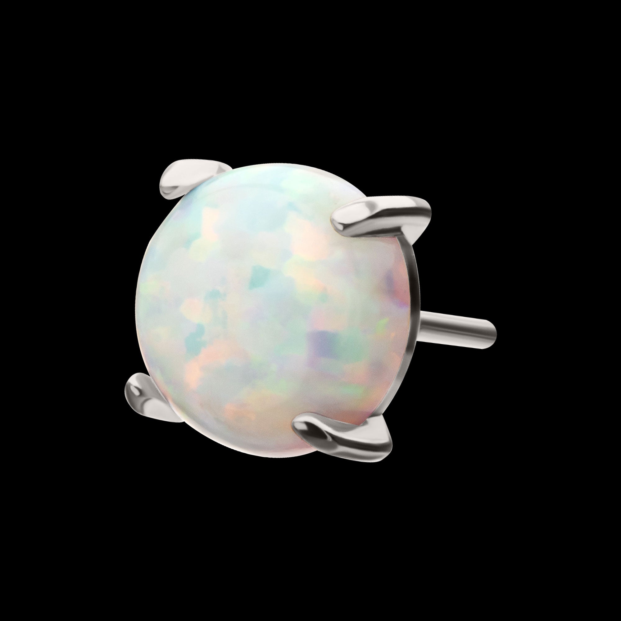 4-Prong Opal Flatback Stud Earring / Nosering - Opal in Titanium