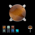 4-Prong Round Natural Stone Flatback Stud Earring / Nosering - Titanium