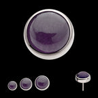 Bezel Set Natural Amethyst Stone Flatback Stud Earring / Nosering - Titanium