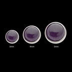 Bezel Set Natural Amethyst Stone Flatback Stud Earring / Nosering - Titanium