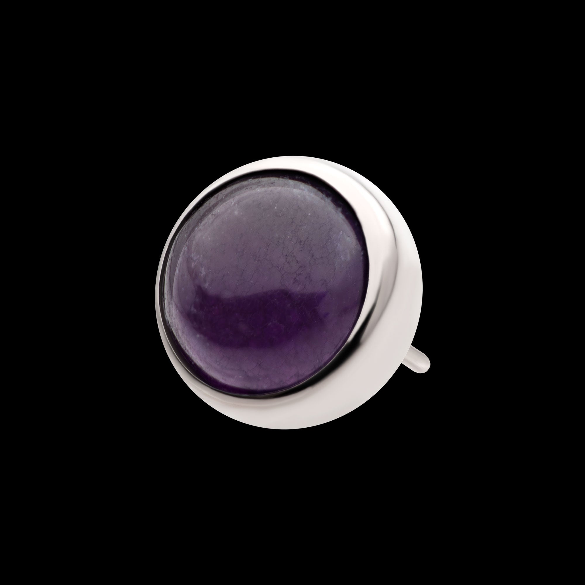 Bezel Set Natural Amethyst Stone Flatback Stud Earring / Nosering - Titanium