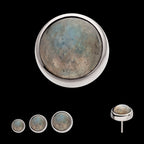 Bezel Set Natural Labradorite Stone Flatback Stud Earring / Nosering - Titanium