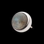 Bezel Set Natural Labradorite Stone Flatback Stud Earring / Nosering - Titanium
