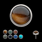 Bezel Set Round Natural Stone Flatback Stud Earring / Nosering - Titanium