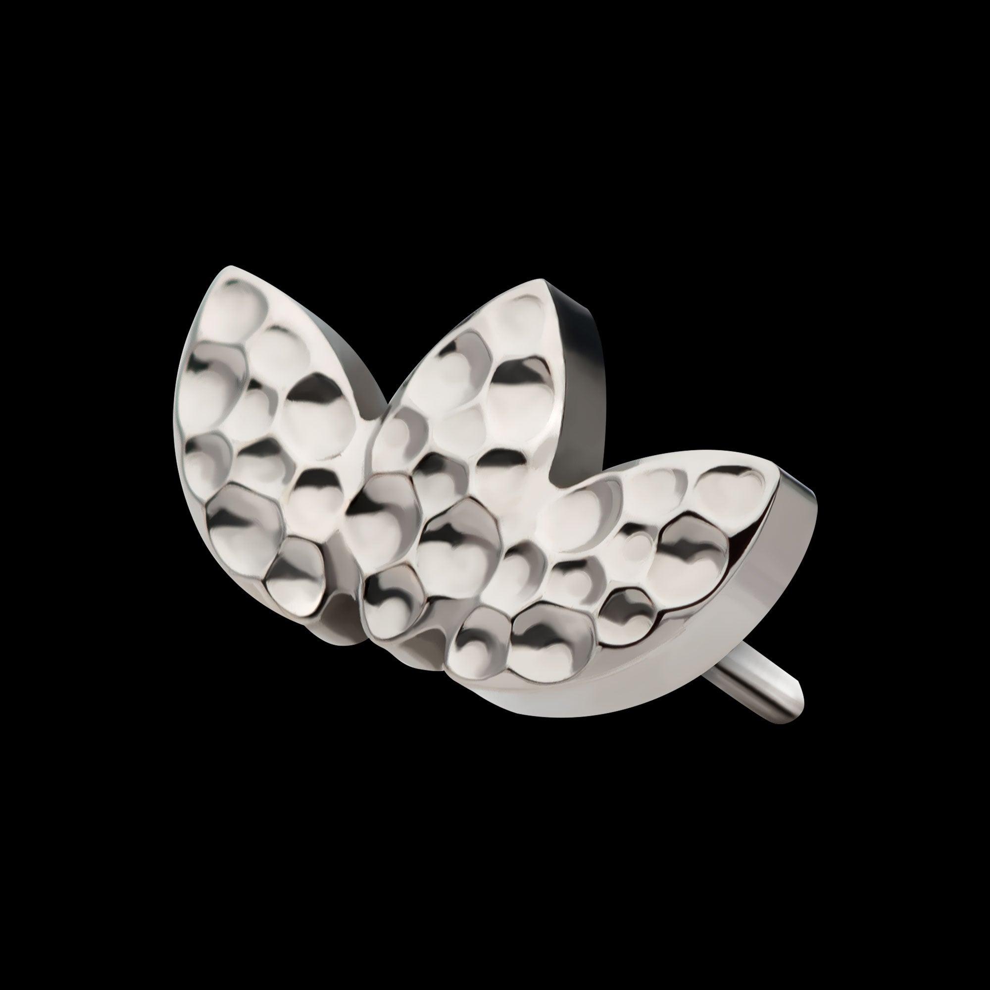 Hammered Marquise 3-Cluster Flatback Stud Earring / Nosering - Titanium