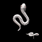 Garnet CZ Eye Snake Flatback Stud Earring / Nosering - CZ & Garnet in Titanium