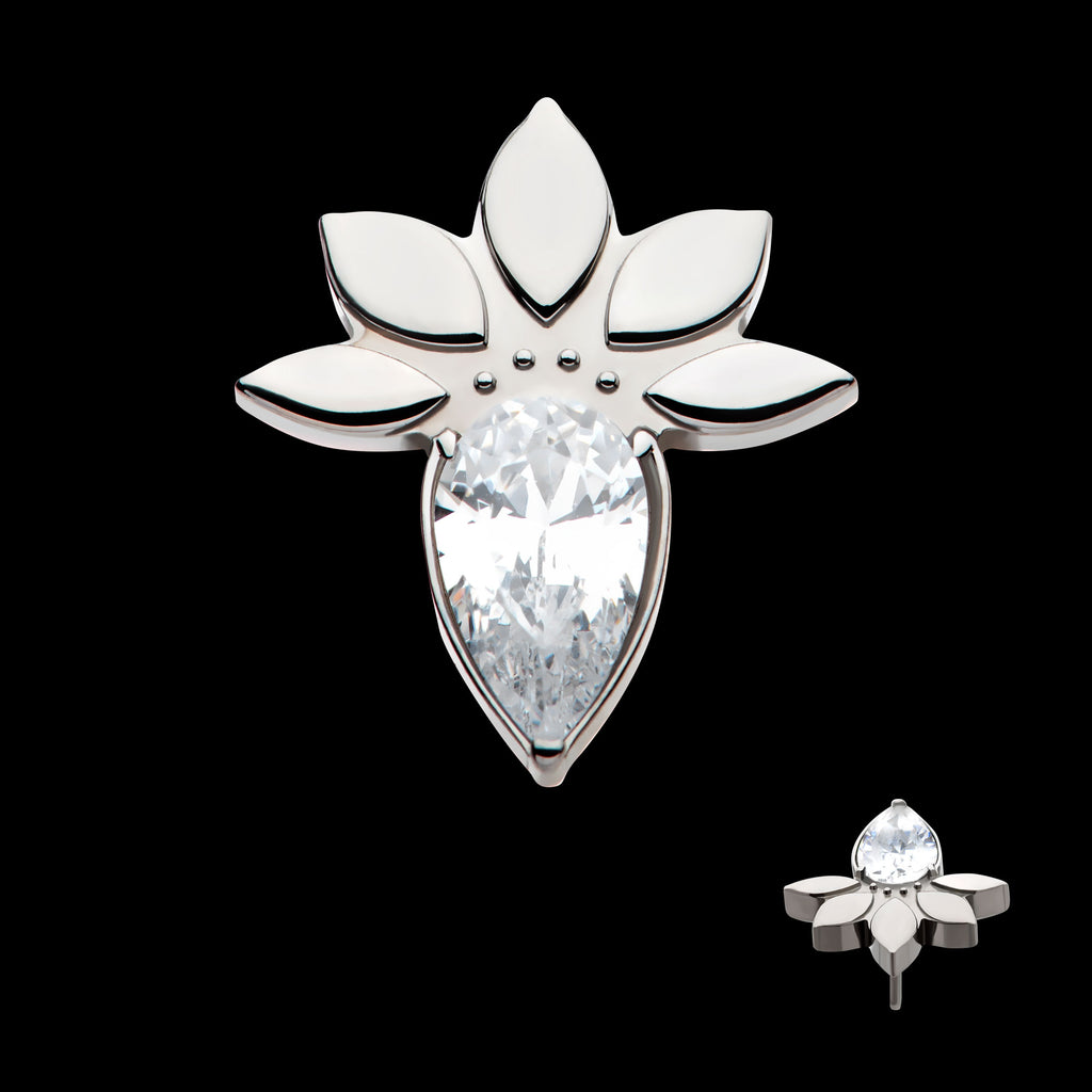 Marquise Cluster Fan Shape with Teardrop CZ Flatback Stud Earring / Nosering - CZ in Titanium