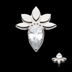Marquise Cluster Fan Shape with Teardrop CZ Flatback Stud Earring / Nosering - CZ in Titanium