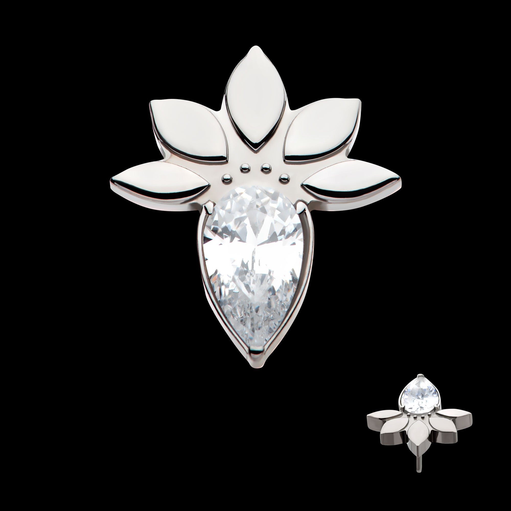 Marquise Cluster Fan Shape with Teardrop CZ Flatback Stud Earring / Nosering - CZ in Titanium
